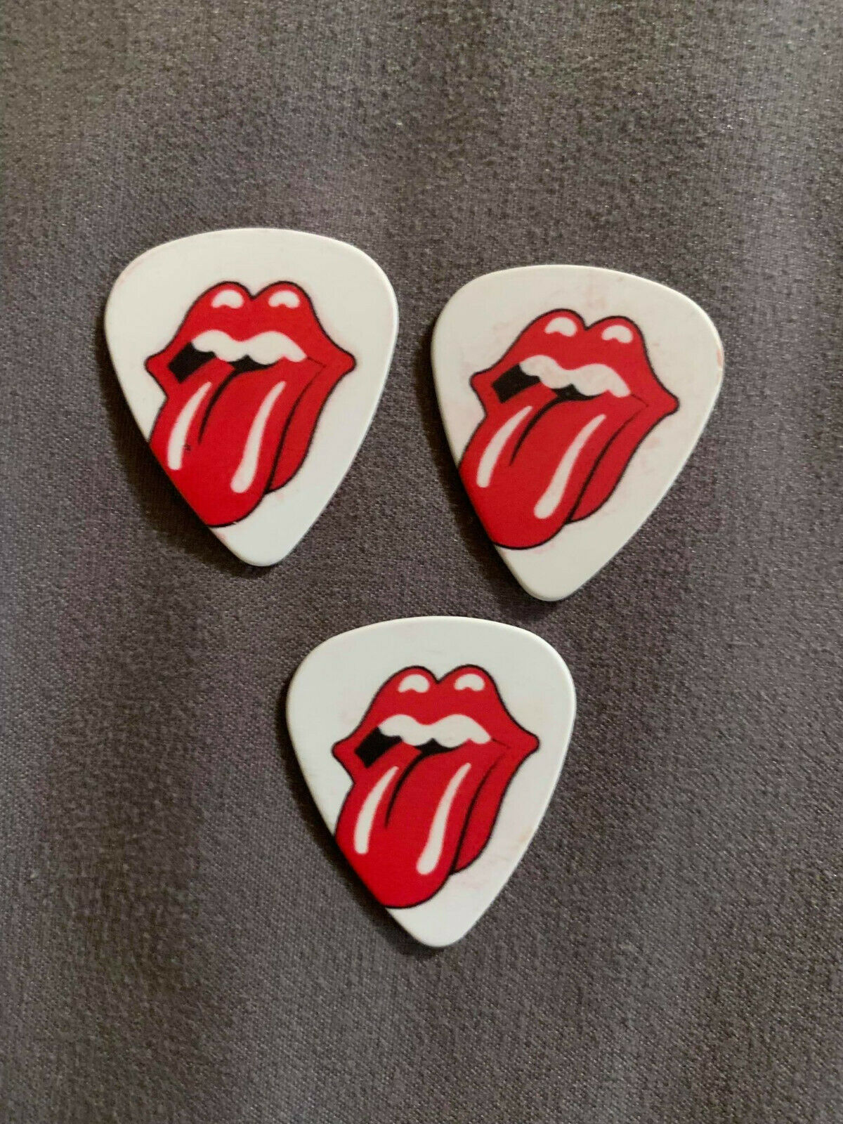 Lot (3) Novelty Guitar Picks The Rolling Stones Band Photo Tongue Mick Jagger